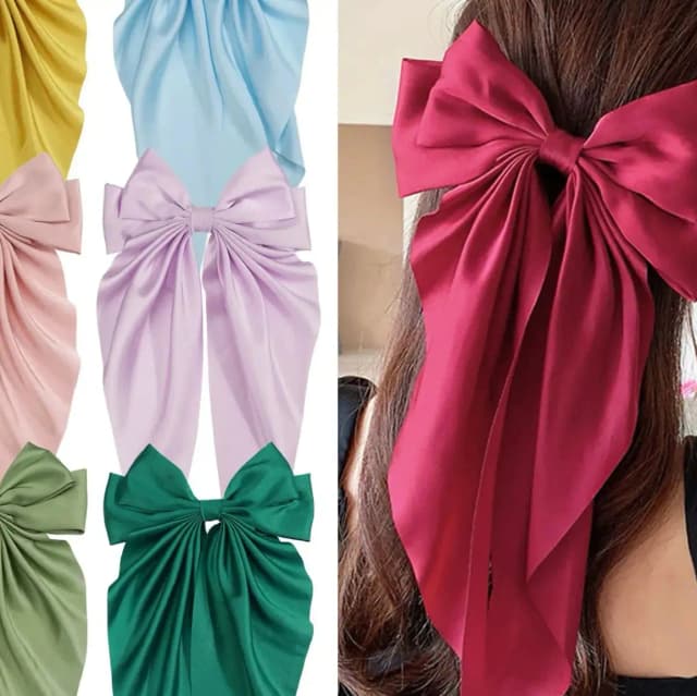 1PC Ribbon Big Bows Hairpin Hair Accessories for Women Girls 11 Solid Color Satin Ribbon Big Bows Hairpin Spring Clips Hair Accessories for Women Girls Trendy Korean Summer Headwear