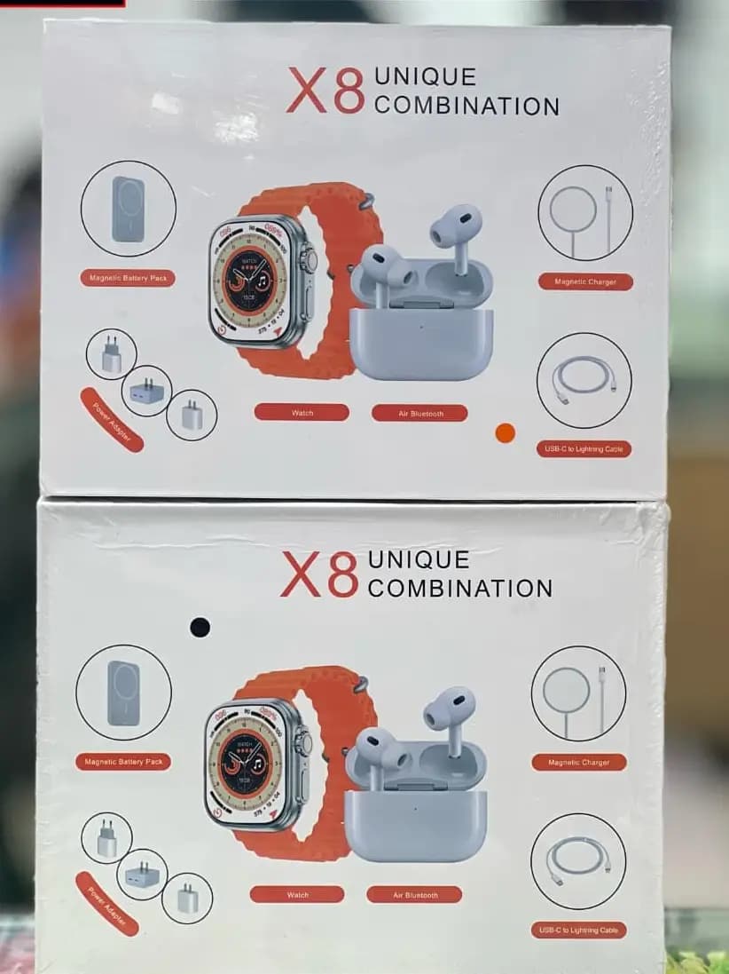 X8 Unique Combination Smart Watch  Smartwatch with Earbuds + Power Bank + Wireless Charger | Latest 4-in-1 Smart Watch