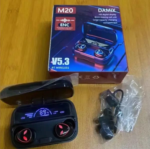 M20 TWS BT Wireless Bluetooth5.3 Earbuds 9D Stereo Touch Control Handfree Bluetooth Earphone M20 Earbuds V5.3 Wireless Bluetooth and Charging Power-Bank IPX7