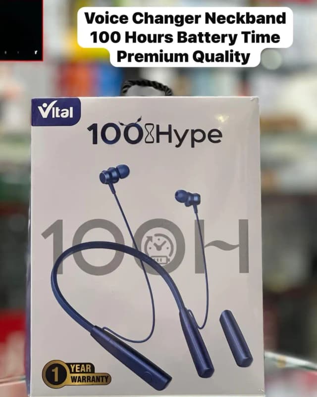 100% Original Vital Voice Changer Neckband  Double Battery VIP Bass | 100 Hours Battery Time | High Bass Wireless Earphones