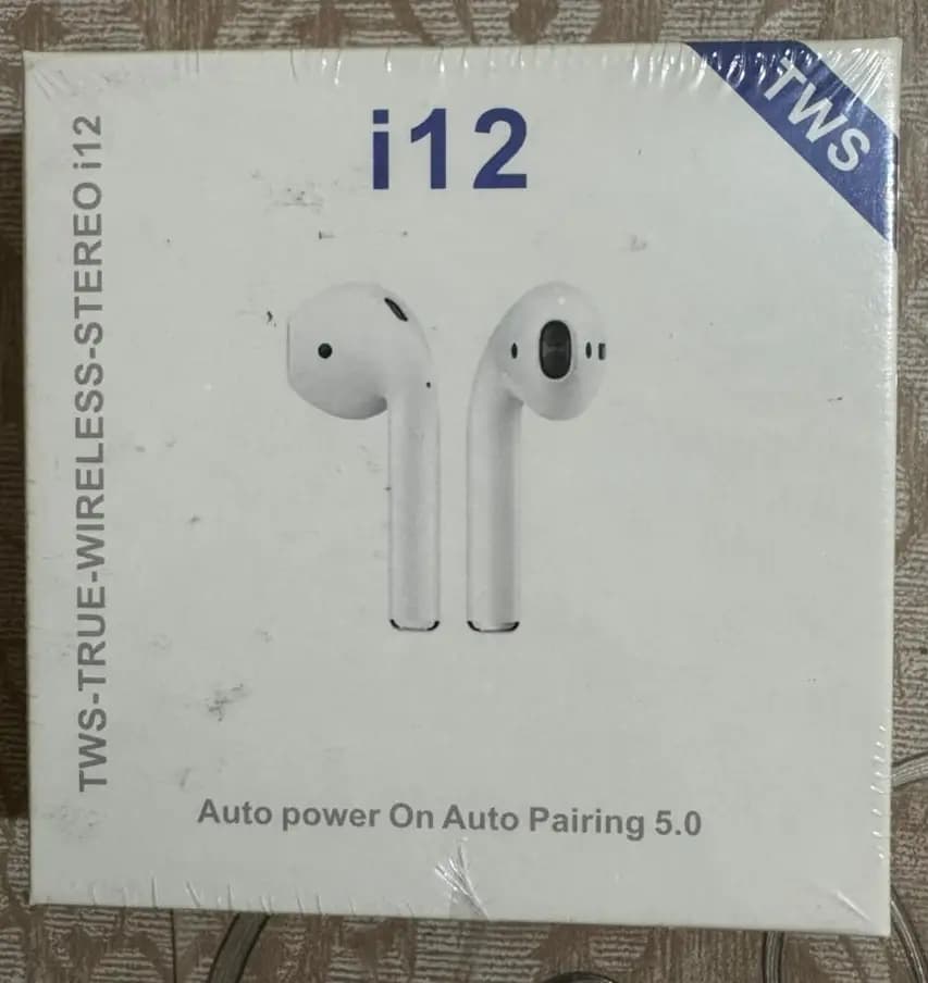 TWS i12 Airpods  Wireless Bluetooth Earbuds with Mic, Touch Sensor, Charging Case | Super Sound Stereo Headset for All Devices