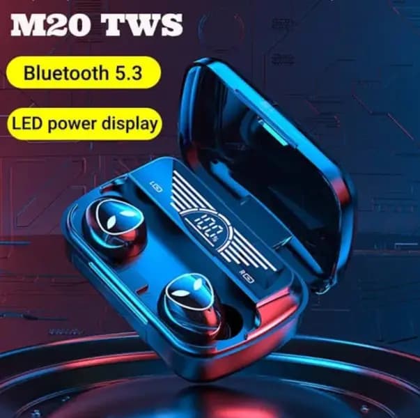 M20 TWS BT Wireless Bluetooth5.3 Earbuds 9D Stereo Touch Control Handfree Bluetooth Earphone M20 Earbuds V5.3 Wireless Bluetooth and Charging Power-Bank IPX7