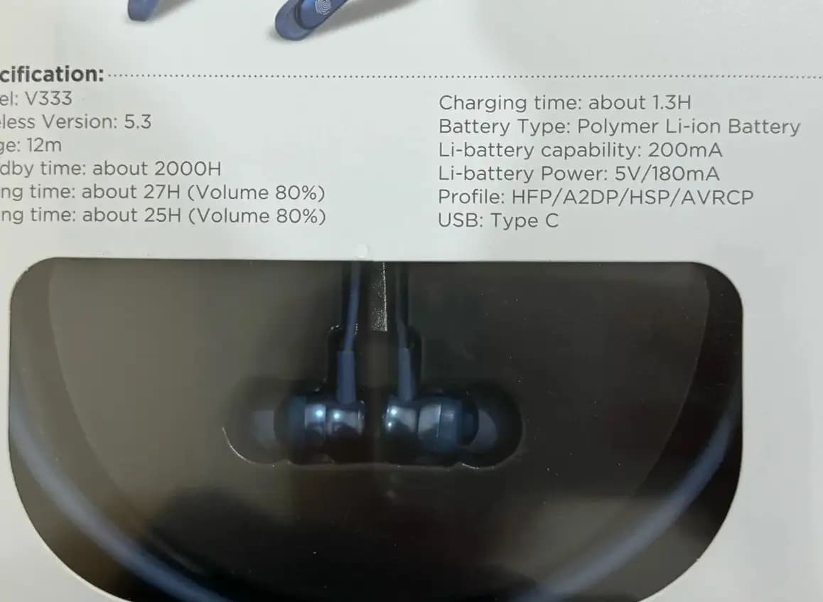 VITAL V333 Neckband Sports Wireless Earphones Wireless HeadPhone With 25hours Talk Time Vital v333 neckband touch sensor