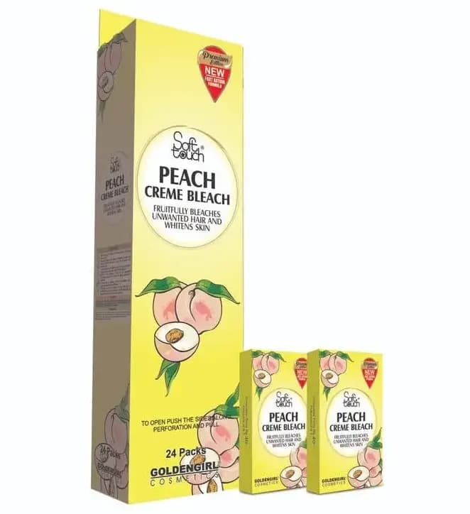 Soft Touch Peach Creme Bleach Sachet Pack  Fruit Extracts for Gentle Hair Bleaching & Skin Whitening | Instant Glow & Fresh Look
