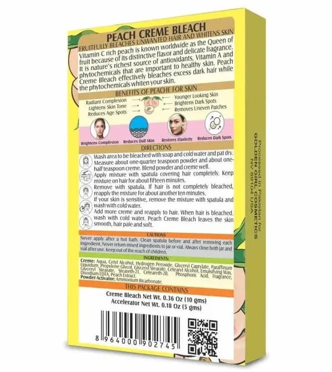 Soft Touch Peach Creme Bleach Sachet Pack  Fruit Extracts for Gentle Hair Bleaching & Skin Whitening | Instant Glow & Fresh Look