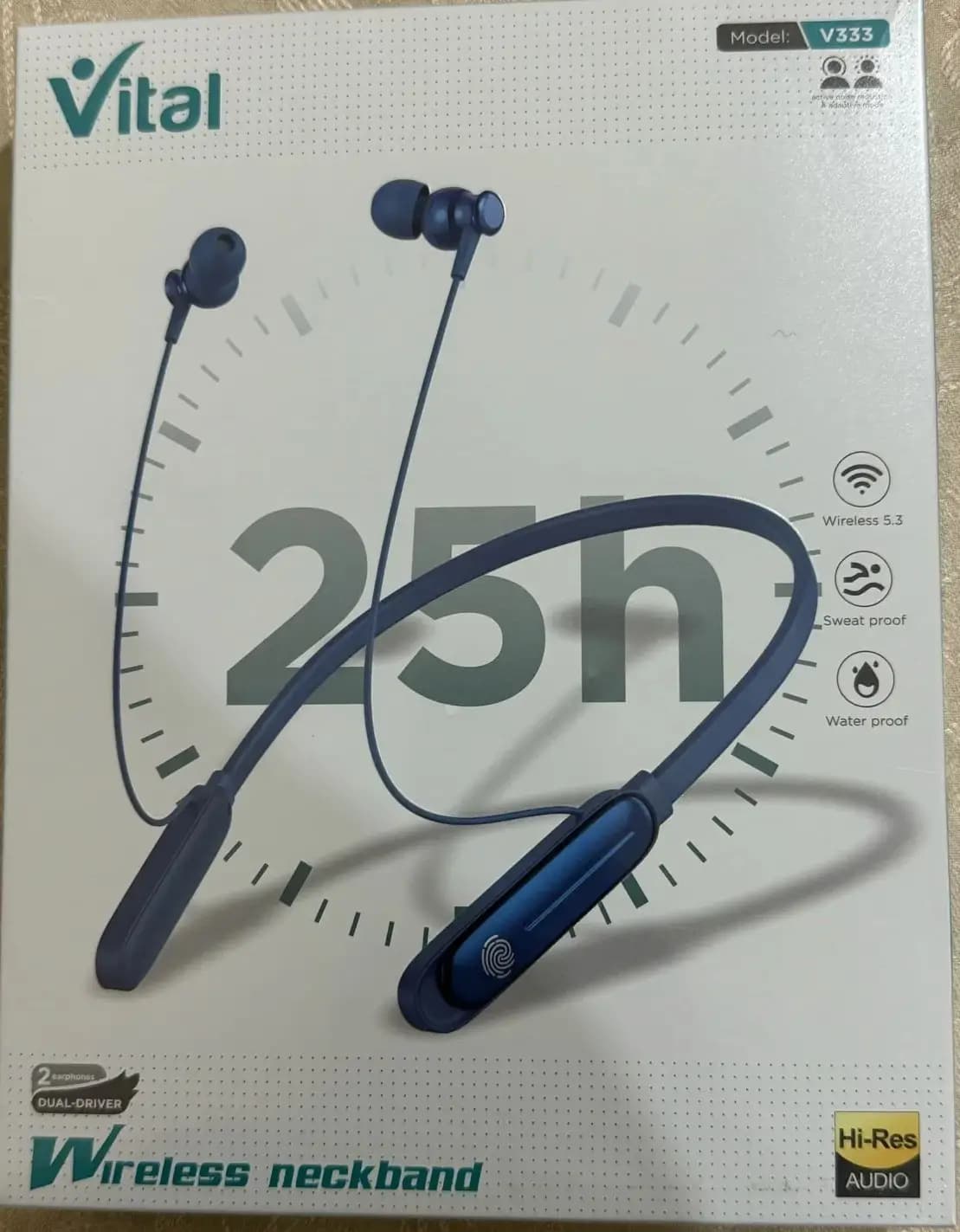 VITAL V333 Neckband Sports Wireless Earphones Wireless HeadPhone With 25hours Talk Time Vital v333 neckband touch sensor
