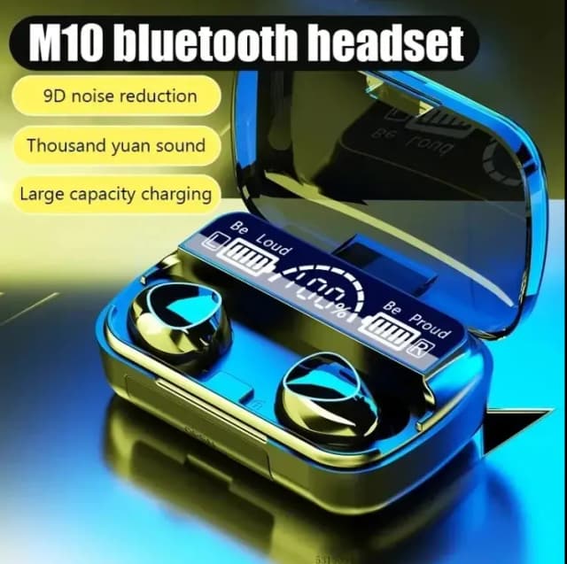 TWS M10 Wireless Bluetooth Airbuds 5.3 Earbuds Finger Touch Control Noise Cancellation with LED Display Sport Earphones with Power Bank, in Ear Base with Built Mic