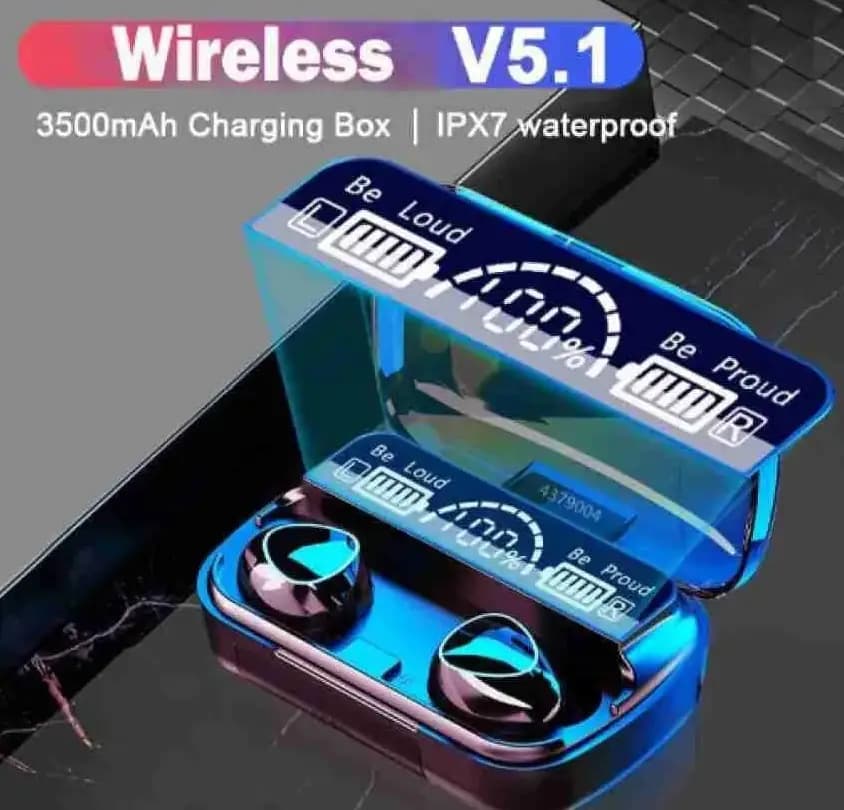 TWS M10 Wireless Bluetooth Airbuds 5.3 Earbuds Finger Touch Control Noise Cancellation with LED Display Sport Earphones with Power Bank, in Ear Base with Built Mic