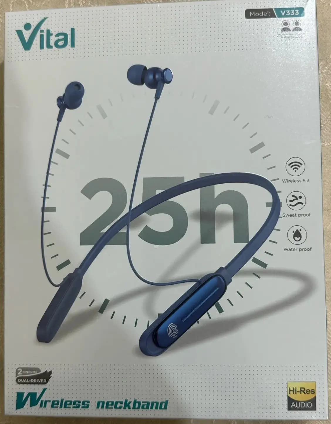 VITAL V333 Neckband Sports Wireless Earphones Wireless HeadPhone With 25hours Talk Time Vital v333 neckband touch sensor