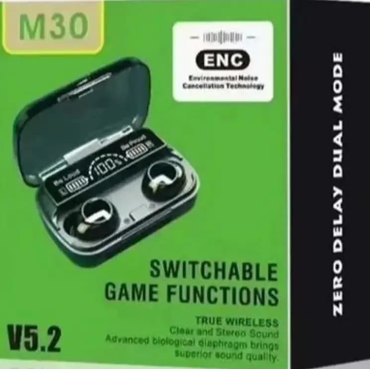 M30 TWS Earbuds airbuds and airdots Wireless Headphones Bluetooth Earbuds 5.3 Touch Stereo Waterproof Earbuds Headsets Physical Noise Reduction Light Touch Control Bluetooth Headphones LED Digital Display with powerbank