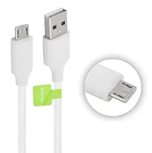 Infinix Micro USB Data Cable  Fast Charging & Sync Cable for Android Smartphones | Durable White Imported Cable