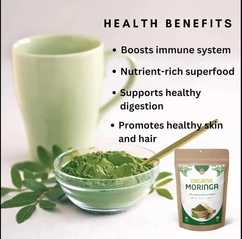100% Organic Moringa Leaf Powder  Pure Green Superfood | Boosts Immunity, Metabolism & Weight Loss  50g Pack